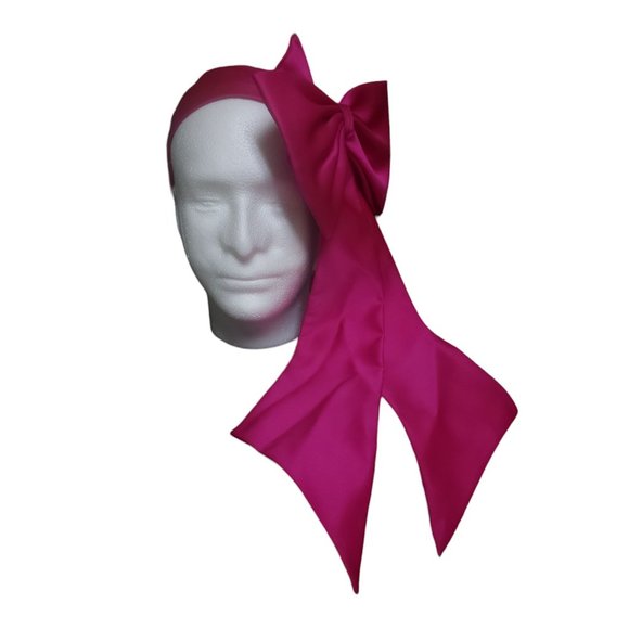 Ribbon Head Wear Hat Band Pink Satin-Like - Picture 2 of 3